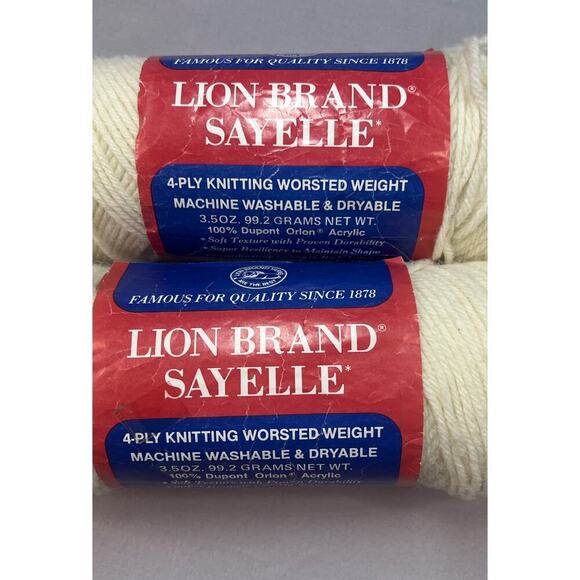 Vintage Lion Brand Sayelle Yarn Lot 2 4-Ply Worsted Dupont Orlon Acrylic - Picture 5 of 5